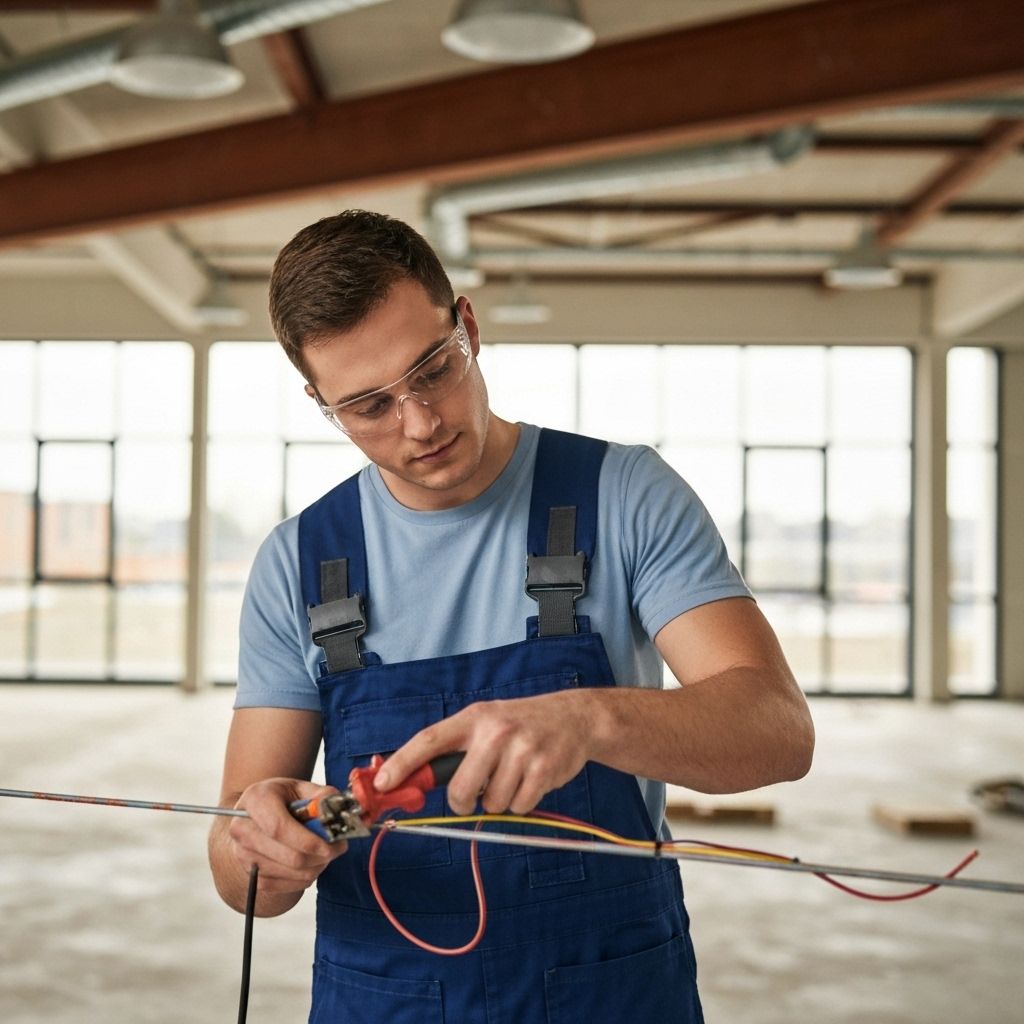 Professional electrician at work